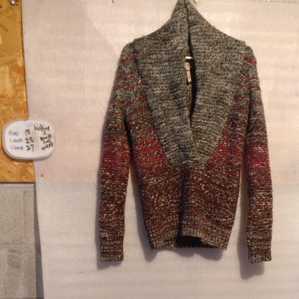 Alpaca/Wool Cardigan Sweater, Shawl Collar thick Chunky Knit Boucle Sweater, S